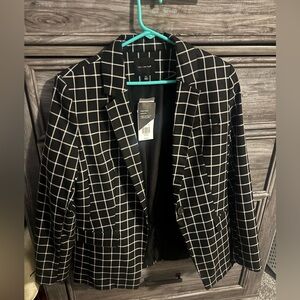 The Limited Black Blazer with White Windowpane Check